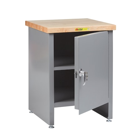 Little Giant Butcher Block Top, Leg Levellers, 24"D x 24"W, 1 Door, Center Shelf, 1000 lbs. Capacity WTC1-1D-2424-LL
